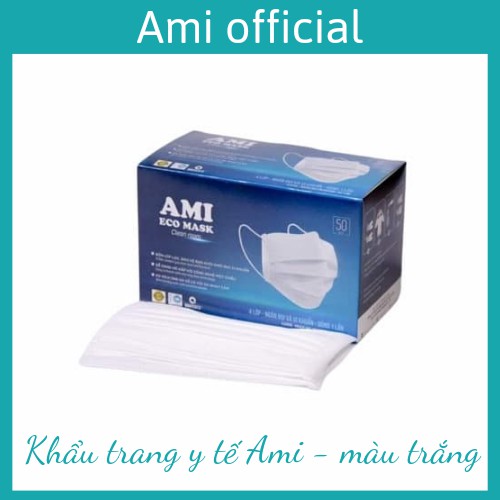 [Mã COSDAY giảm 8% đơn 150K] Hộp 50 chiếc khẩu trang y tế ami màu trắng 4 lớp - ami official