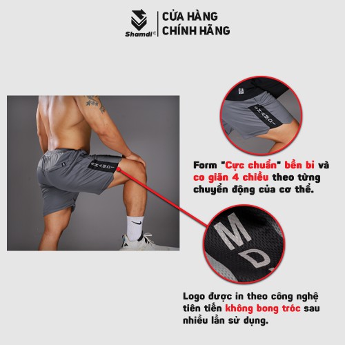 Quần thể thao nam Shamdi, quần short tập gym vải poly-drop, co giãn, form chuyên gym 1044 | BigBuy360 - bigbuy360.vn