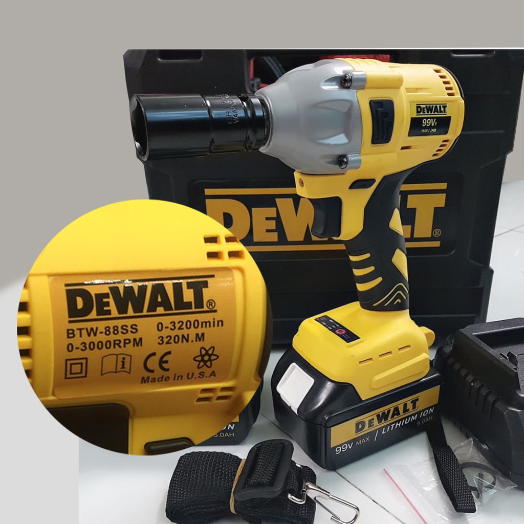 Máy Siết Bulong DEWALT 88V - TẶNG ĐẦU KHẨU + ĐẦU CHUYỂN VÍT - KHÔNG CHỔI THAN - Pin 10 Cell - Lõi đồng - Máy bắt vít