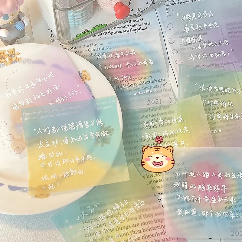 Giấy Dán Ghi Chú Màu Gradient Trong Suốt Cho Học Sinh