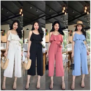 Jum Dây Bèo Ngực Quần Ống Rộng Culottes