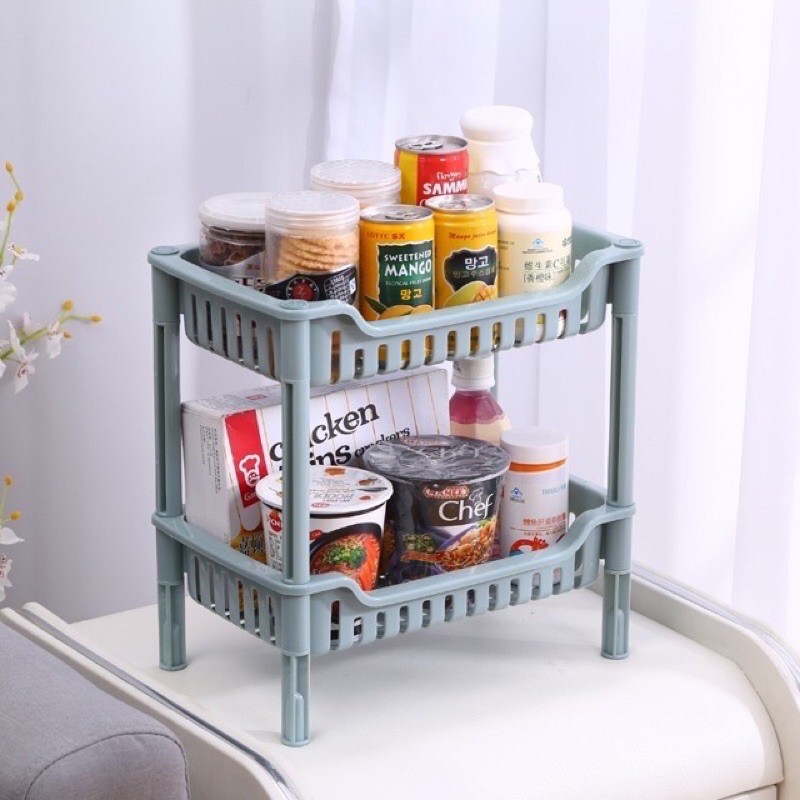 Kệ nhựa 2 tầng, 3 tầng màu pastel hình chữ nhật để đồ dùng đa năng - Giá đựng đồ nhà tắm, dùng làm kệ gia vị nhà bếp.