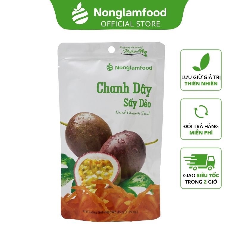 10 Túi Chanh Dây Sấy Dẻo Nonglamfood 45g | Healthy Snack | Ăn vặt văn phòng | Ăn vặt tốt cho sức khỏe | Trái cây sấy dẻo