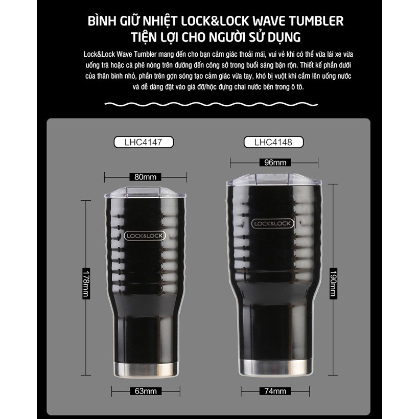 Cốc giữ nhiệt Lock&Lock Black Wave Tumbler LHC4147BLK