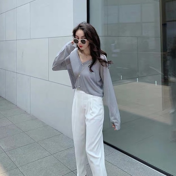 [ Mã 12FASHIONSALE1 giảm 10K đơn 50K ] Áo Khoác Dệt Kim Chống Nắng Thời Trang Đi Biển Cho Nữ