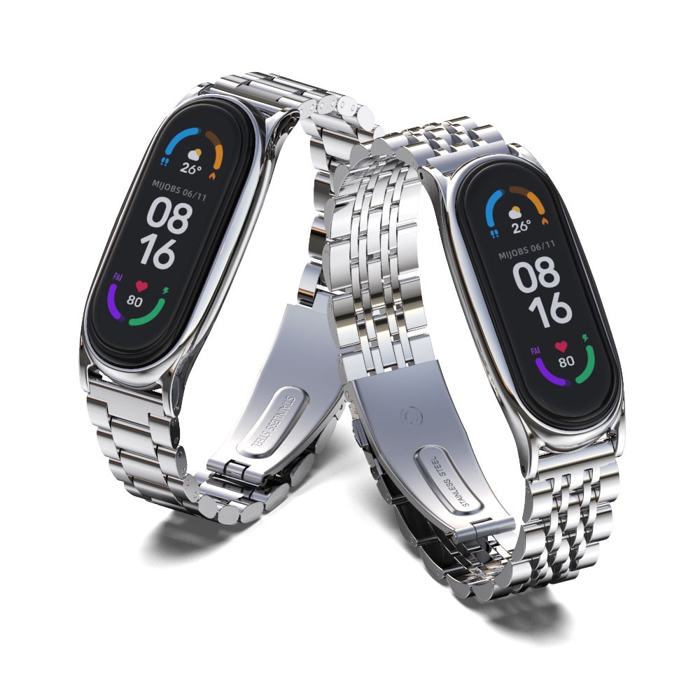 Dây Đeo Thay Thế Chất Liệu Kim Loại Dạng Lưới Cho Xiaomi Mi Band 6 5