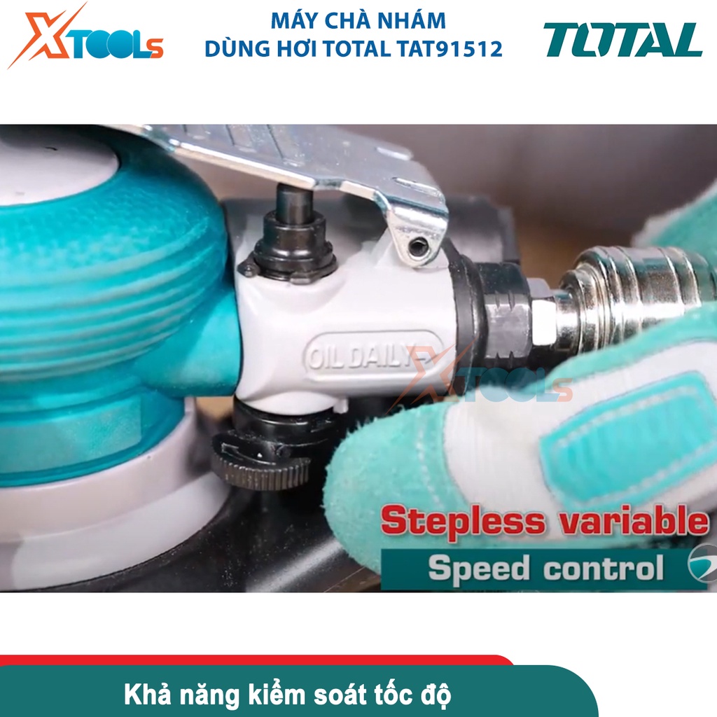 Máy chà nhám 6&quot;/150mm Total TAT91512, máy chà nhám dùng hơi, đầu hút pt 1/4inch tốc độ không tải 10500-CHÍNH HÃNG-XTOOLS