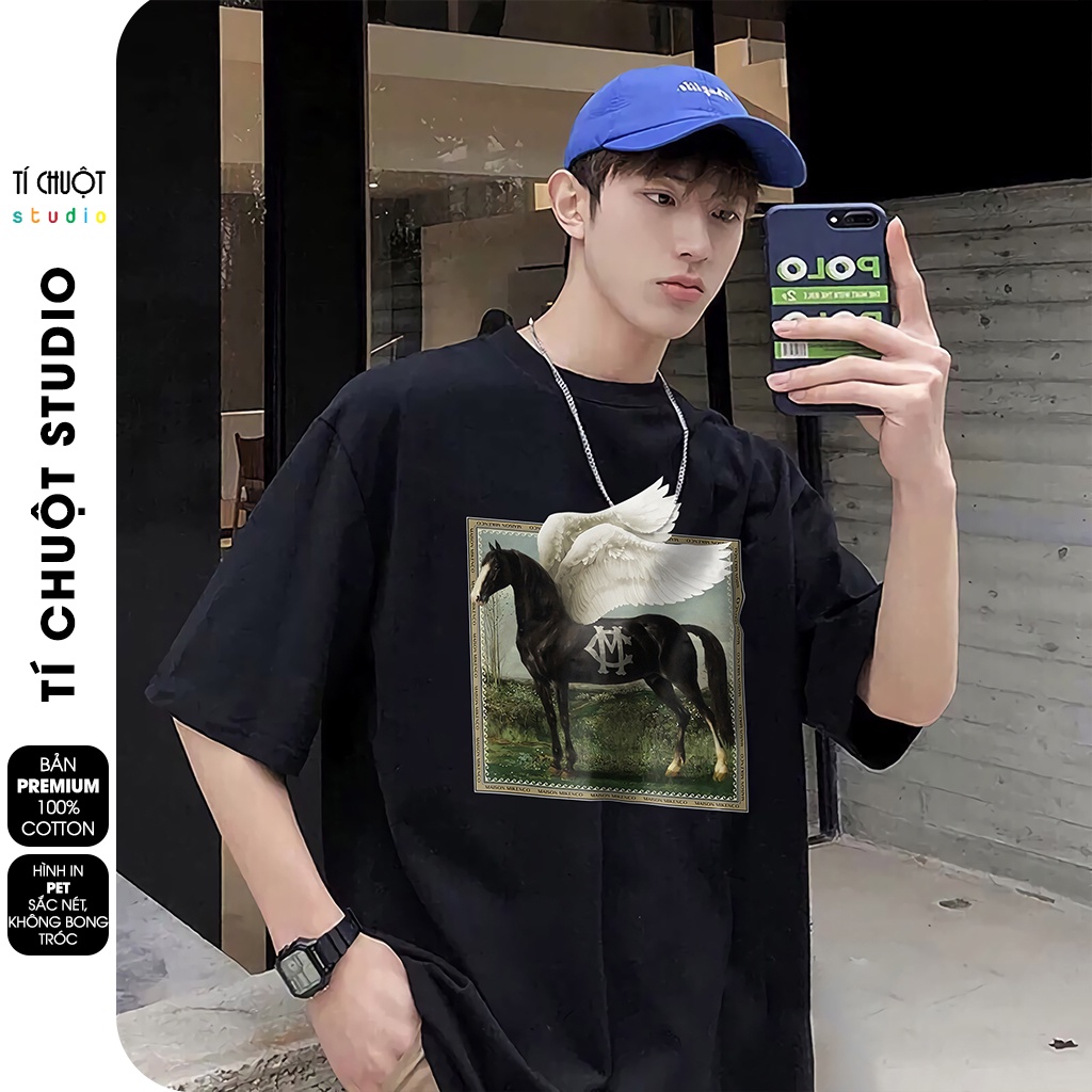 Áo thun Mikenco Pegasus nam nữ in hình 5D, áo phông unisex mikenco ngựa có cánh tay lỡ - Tí Chuột Studio