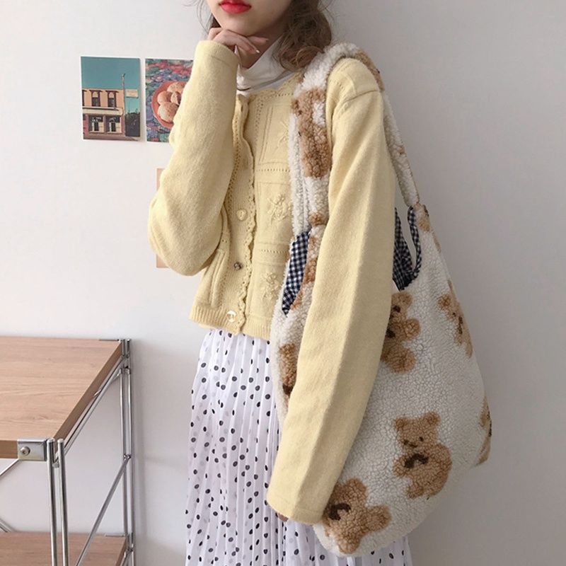 Túi Tote Đeo Vai Hình Gấu Bông Dễ Thương