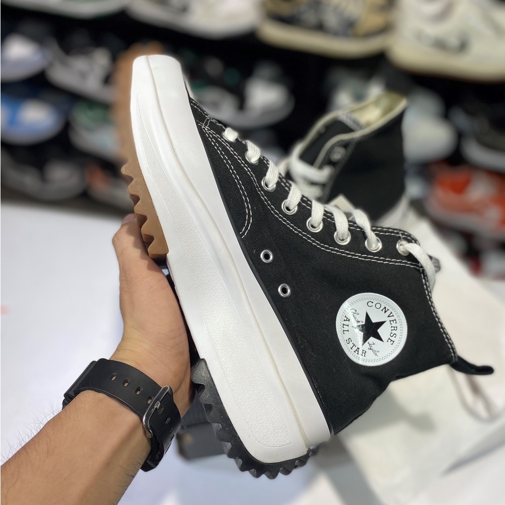 Giày sneaker nam nữ cổ cao : Converse Run Star Hike Hi Black/ White | Phiên bản 1:1 .