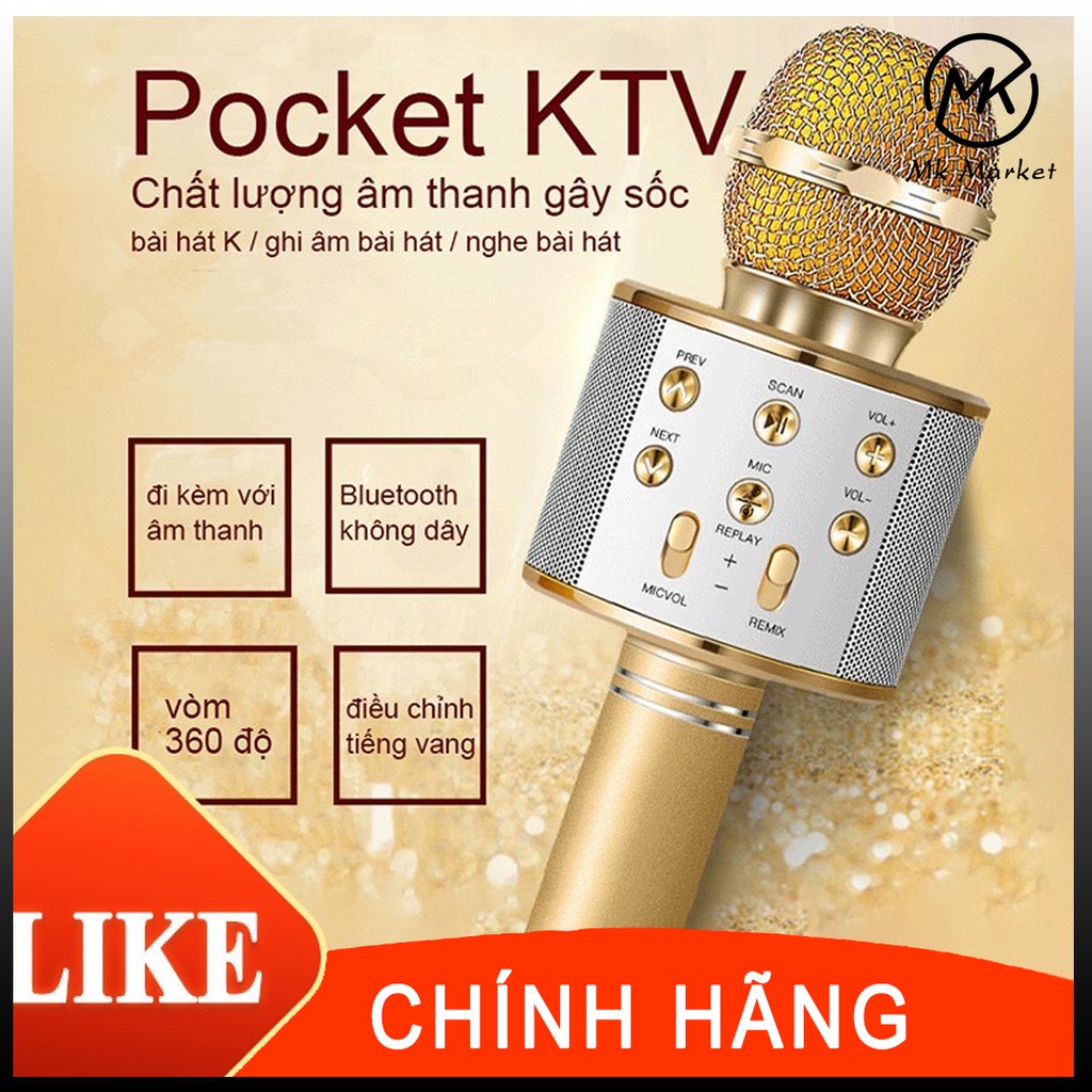 [CHÍNH HÃNG] Mic hát karaoke bluetooth WS 858 - Karaoke cầm tay mini