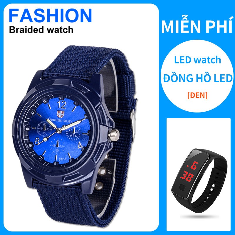 【Miễn phí Đồng hồ led】Đồng hồ Unisex Army dây dù lính siêu bền