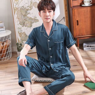 Bộ Đồ Ngủ Pijama Tay Ngắn Vải Lụa Dành Cho Nam