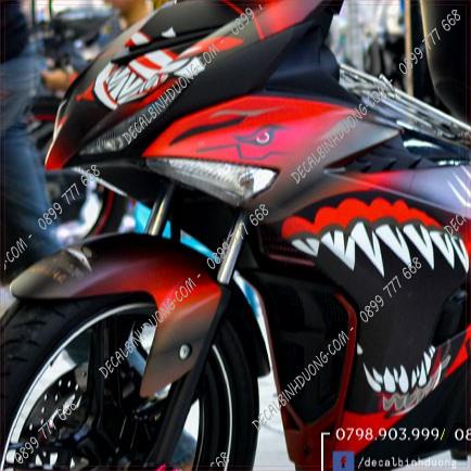 Decal Trùm Exciter -  Tem Trùm Exciter 150 Cá Mập Đỏ Đen Nhám Siêu Ngầu