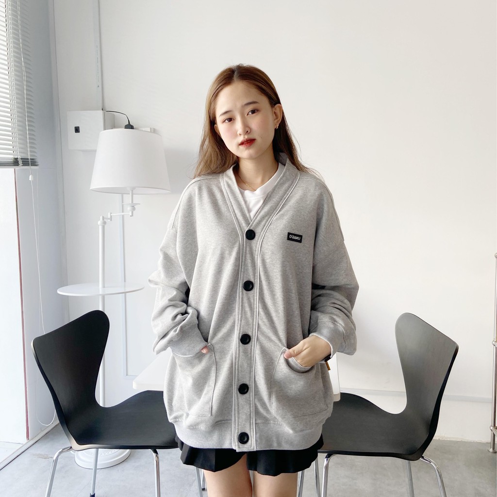 Áo nỉ cài nút Cardigan Jacket D'BAKU BASIC LOGO  (Tặng kèm túi Tote)