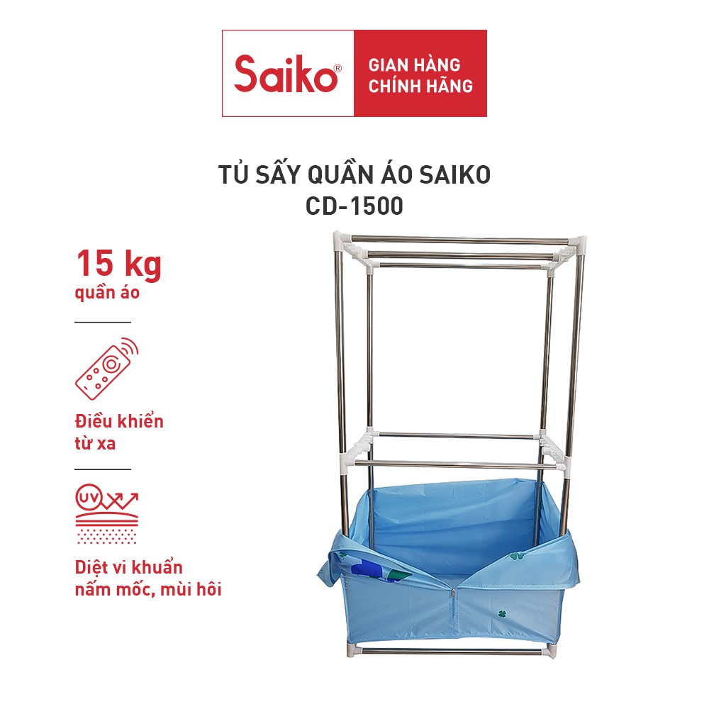 Tủ sấy quần áo Saiko CD-1500, sấy tối đa 15kg quần áo