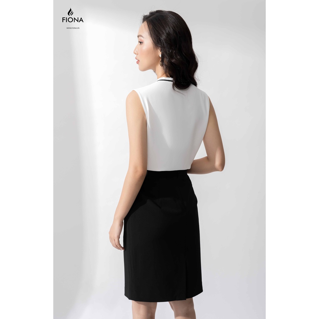 Áo sơ mi sát nách cổ buộc dây thêu Ziczac FIONA mã F550029