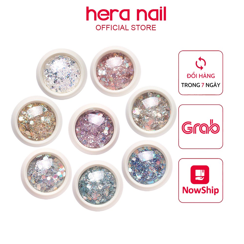 Nhũ kim tuyến nail 8 màu siêu sáng 8 hũ