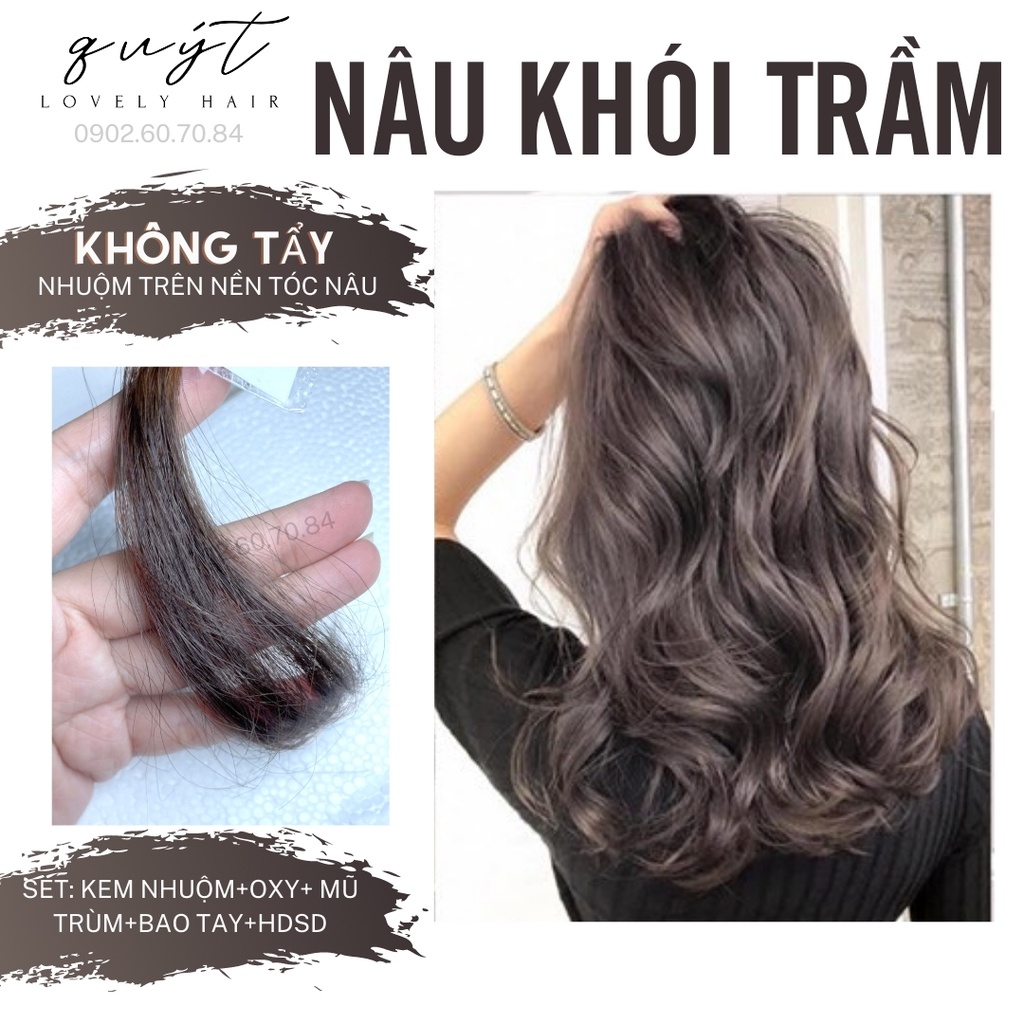 Kem Nhuộm Tóc Nâu Khói Trầm - Nhuộm Trên Nền Nâu - Không Tẩy - Tặng Oxy