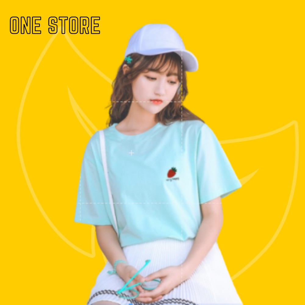 Áo Thun Tay Lỡ Nam Nữ chất cotton thoáng mát In Trái Dâu cute