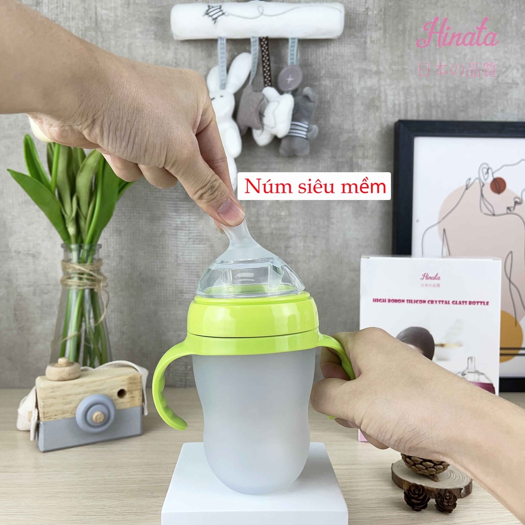 Bình sữa Silicon chống sặc HINATA - Chất liệu an toàn chịu nhiệt 180 độ C BS07