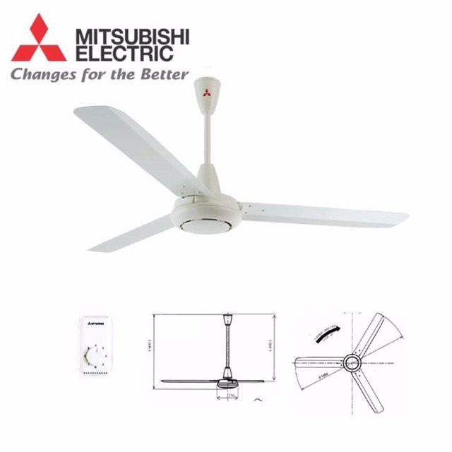 Quạt trần 3 cánh Mitsubishi C60-GW 68W, Ti 49cm, NK: Thái Lan