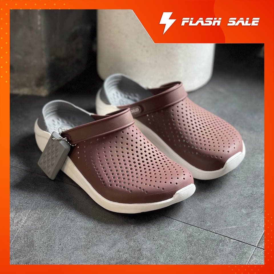 LC - Dép Crocs Đỏ Mận, Dép Sục Nữ Literide Clog Đi Mưa Cao Cấp - Sấu Vui Vẻ