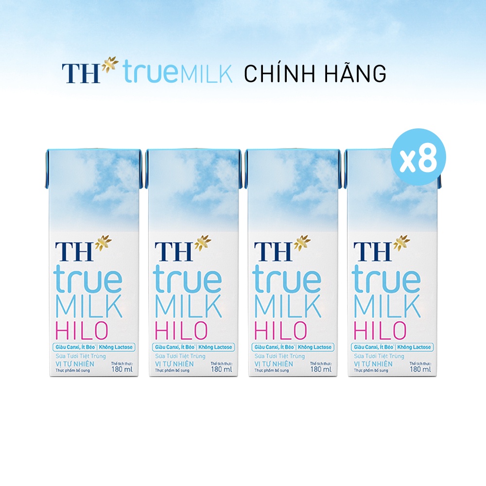 8 Lốc sữa tươi tiệt trùng TH True Milk HILO 180ml (180ml x 4 hộp)