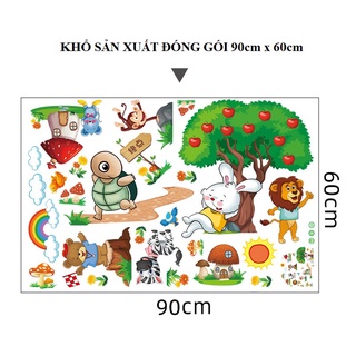 Decal dán tường Rùa và Thỏ