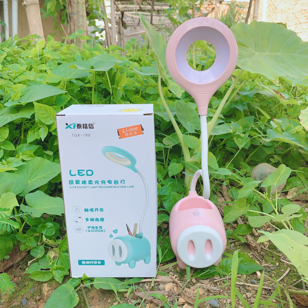 ĐÈN LED ĐỂ BÀN TÍCH ĐIỆN CHÚ HEO TGX-789 – ÁNH SÁNG TRẮNG DỊU