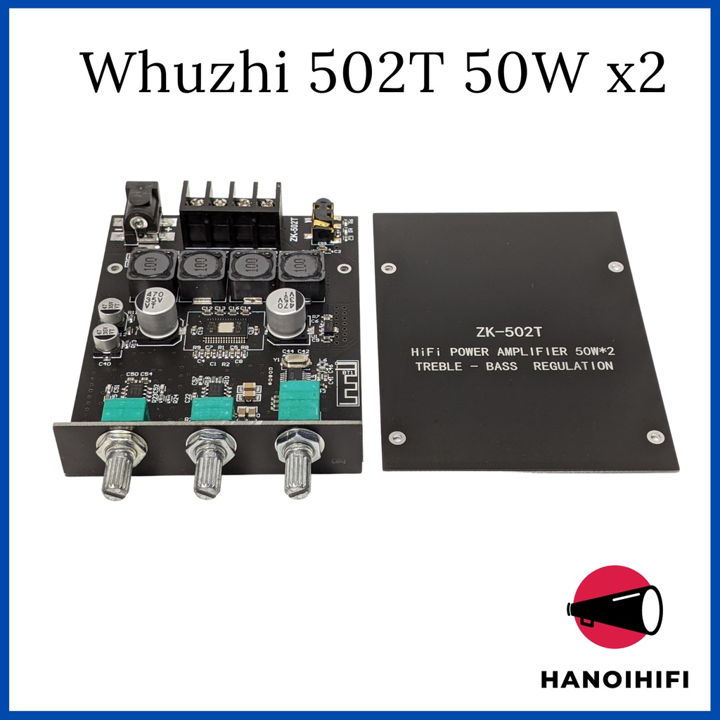 Mạch khuếch đại Whuzhi bluetooth 5.0 ZK-502T TPA3116D2 2x50w chính hãng bảo hành 1 tháng