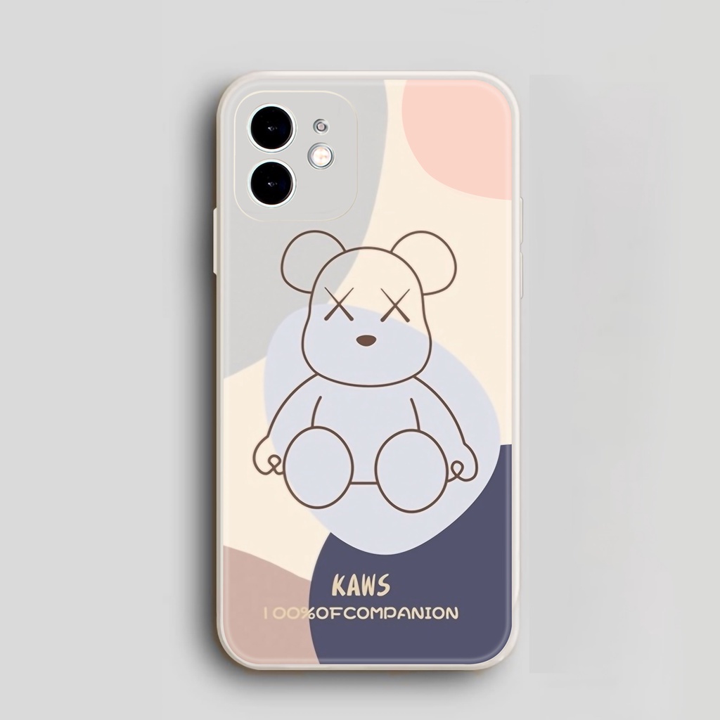 Ốp lưng iPhone 6/6s/7/8/X/XS/11/12/13 Pro Plus Max viền vuông chống sốc bảo vệ camera silicon mềm hình Kaws Kaw1920