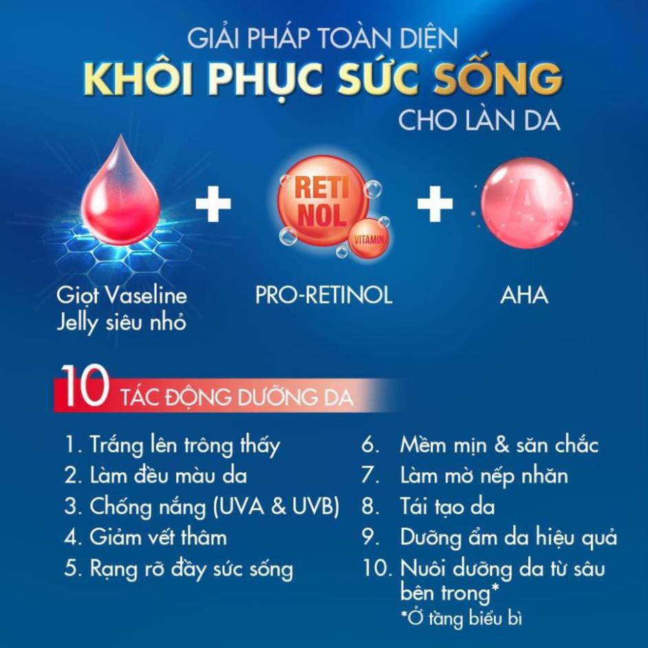 Combo Sữa dưỡng thể chống nắng Vaseline SPF 24 (Ngày) 200ml và chống lão hóa Vaseline Perfect 10 (Đêm) 200ml