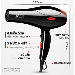 Máy sấy tóc Deliya mini tạo kiểu công suất lớn 2200W tặng kèm bộ phụ kiện 5 món vỏ làm từ chất liệu cao cấp