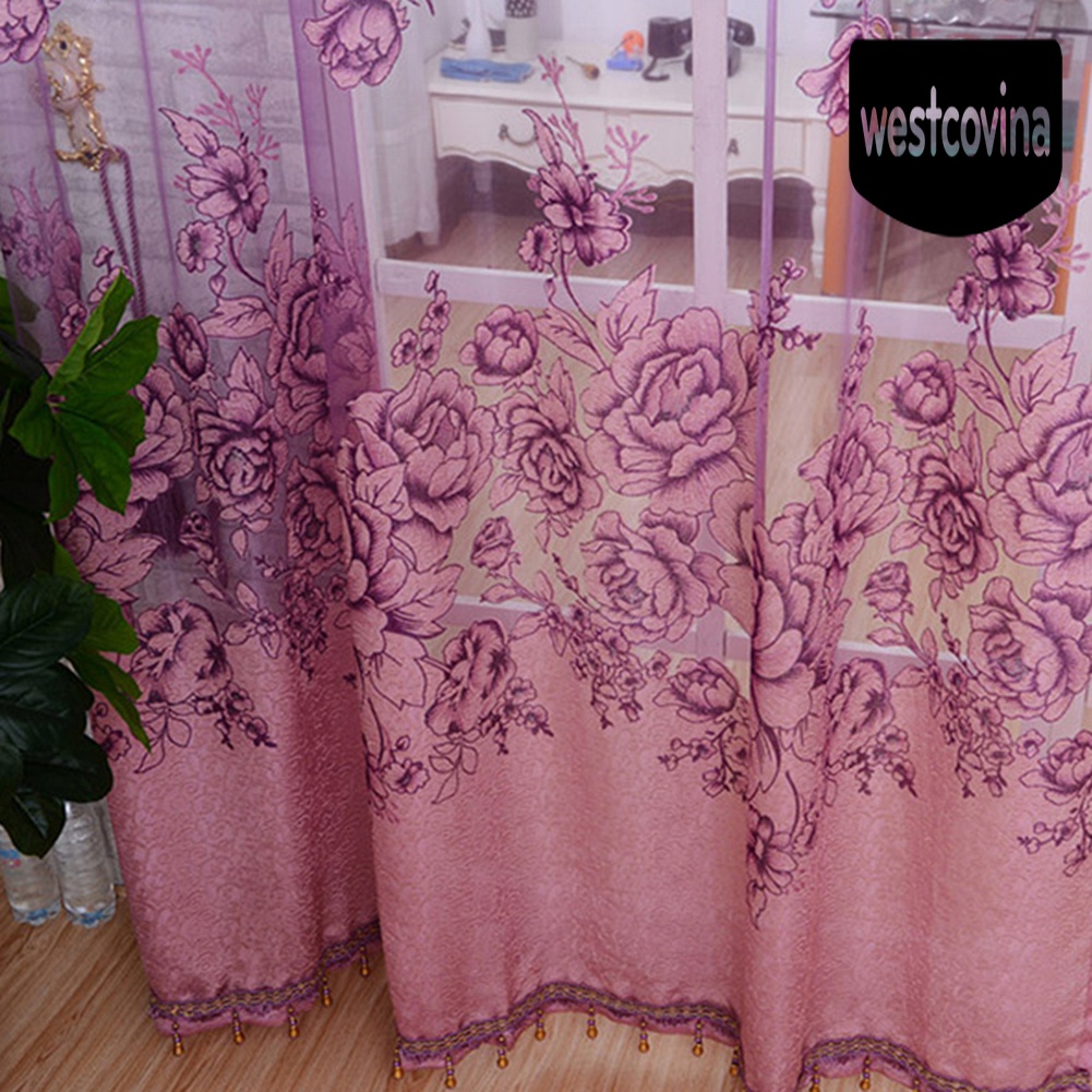 [Hot]☀ Rèm cửa sổ Vải Tuyn Họa Tiết Hoa Trang Trí Phòng Khách / Phòng Ngủ