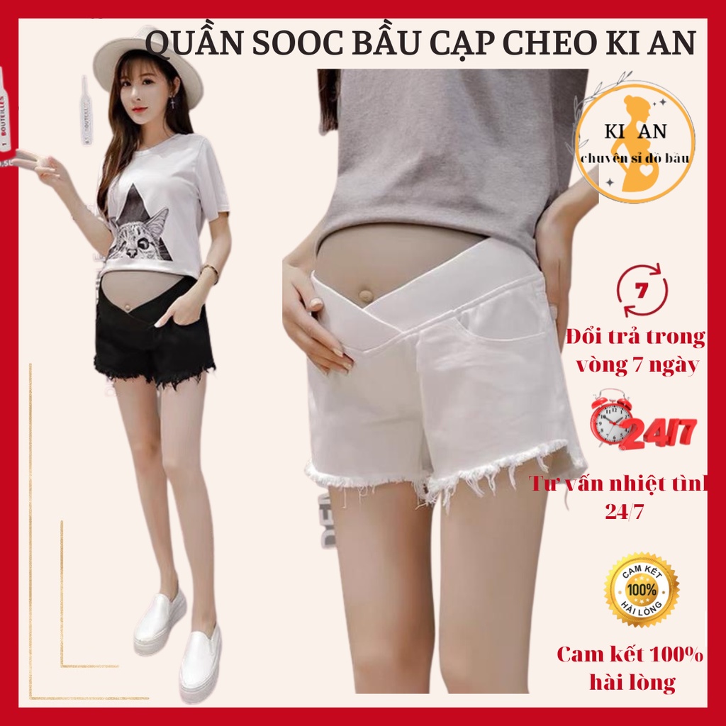 [Giá tận xưởng]Quần sooc bầu cạp chéo vải kaki co giãn❤️quần bầu có chun điều chỉnh❤️đùi bầu size s~2xl❤️QB108