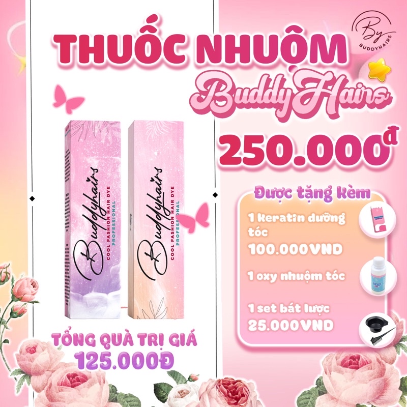 Thuốc nhuộm tóc Buddyhairs không khô xơ, lên chuẩn màu - thương hiệu độc quyền Buddyhairs,Buddy.hairs,Buddyhair