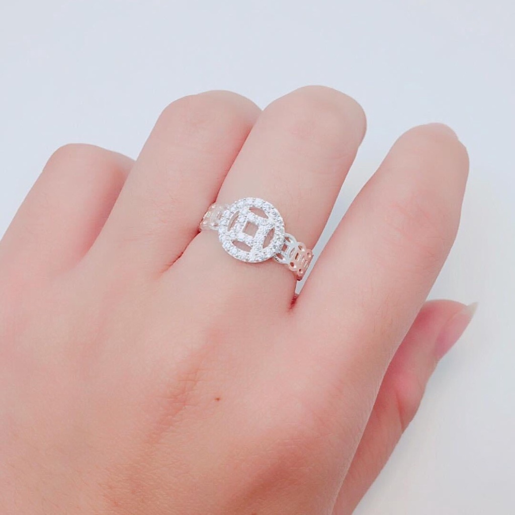 Nhẫn kim tiền bạc ta đính đá mang lại may mắn tài lộc cho chủ nhân - Trang sức bạc Evasilver