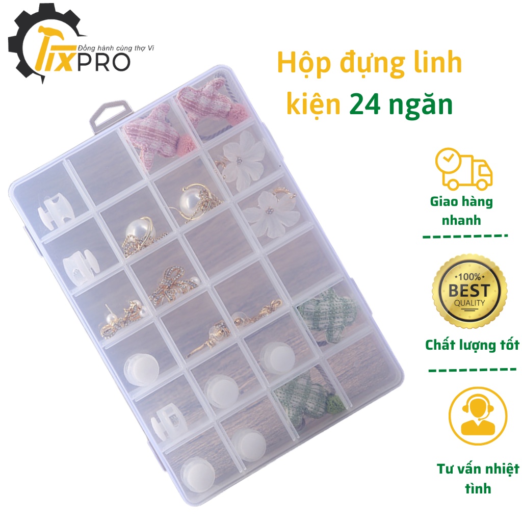 Hộp đựng linh kiện 24 ngăn cao cấp có thể tháo rời ngăn