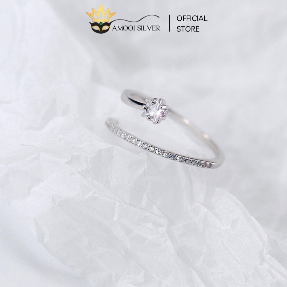Nhẫn Bạc S925 Mẫu Ngôi Sao Năm Cánh Đính Đá Sang Trọng - Amooi Silver AN70