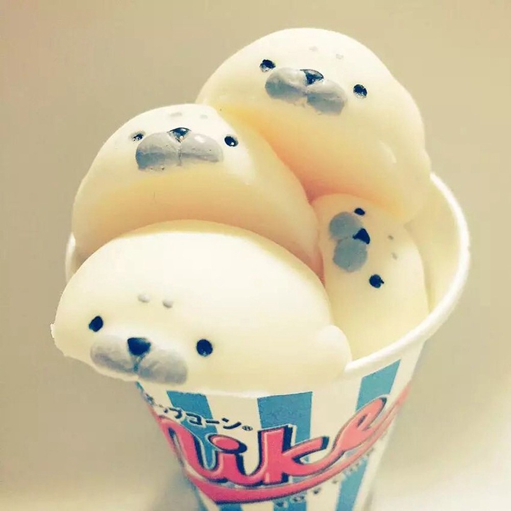 Đồ chơi bóp tay đàn hồi hình hải cẩu màu trắng giúp giảm căng thẳng