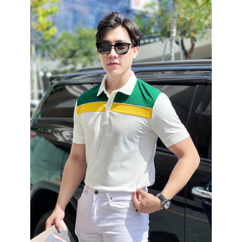Áo polo nam cổ bẻ phối vai 2 màu chất vải cá sấu Cotton xuất xịn,chuẩn form, sang trọng - thanh lịch TB046
