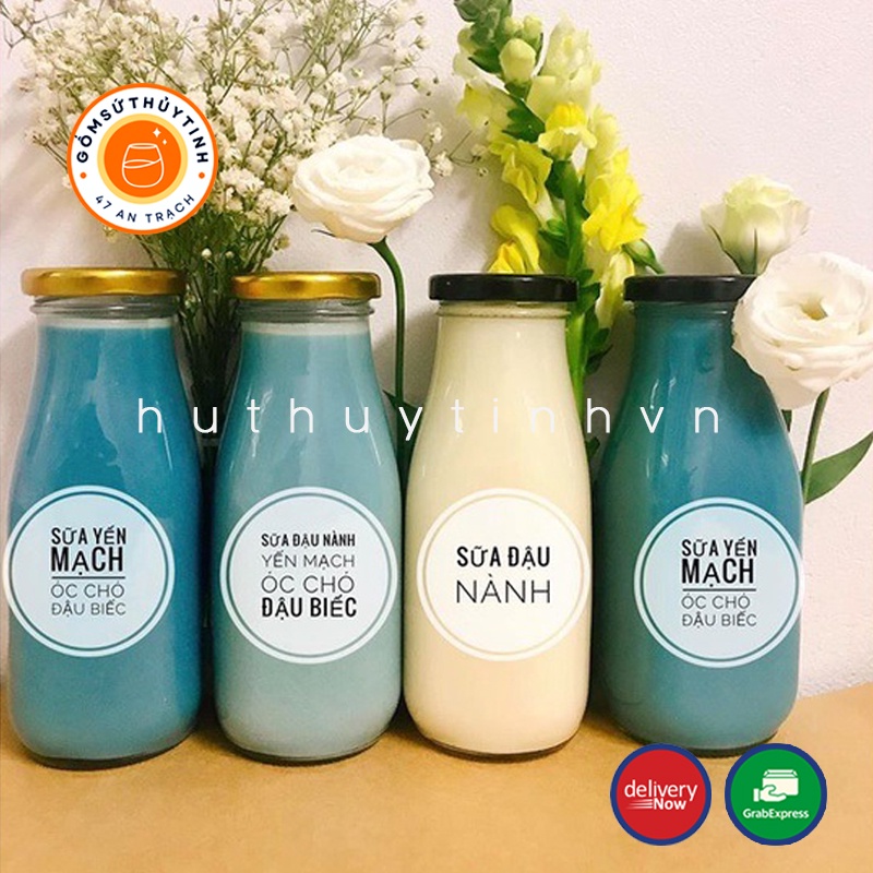 Chai thủy tinh đựng nước trái cây detox / Lọ thủy tinh nắp thiếc dung tích 300ml