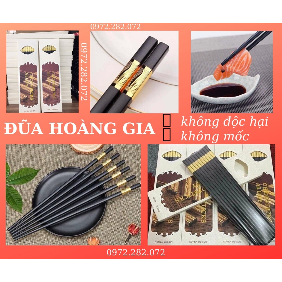 FULL Hộp 10 ĐÔI đũa hoàng gia KHÔNG MỐC AN TOÀN SỨC KHỎE
