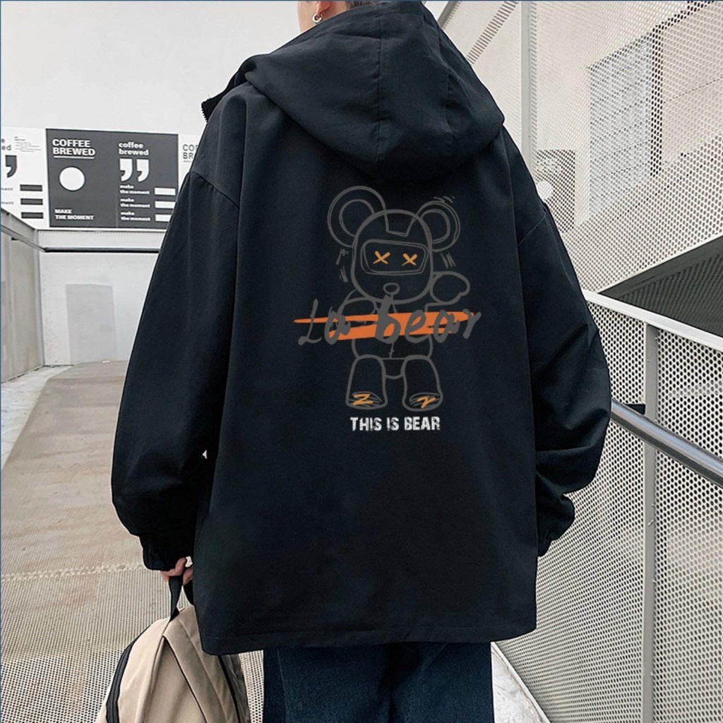 Áo khoác vải dù thời trang nam, áo khoác có mũ phù hợp với tất cả các mùa