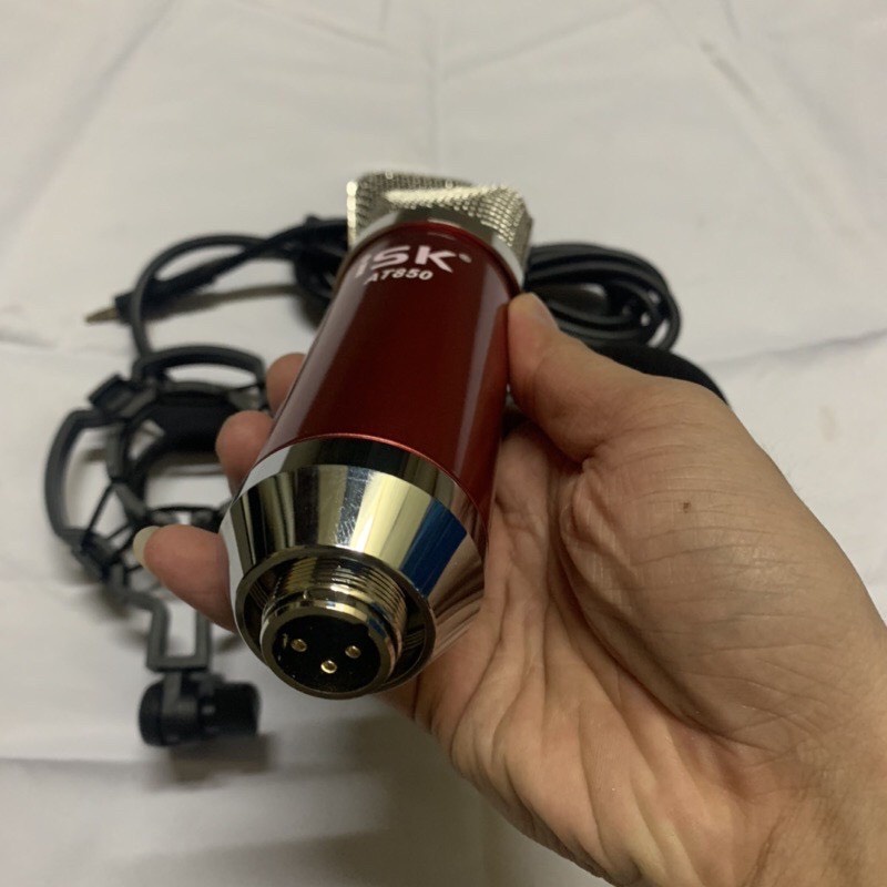 Bộ Conbo Micro thu âm livestream karaoke mới nhất Mic AT850-Sound Card V8 chân kẹp+màng lọc bảo hành 12 tháng