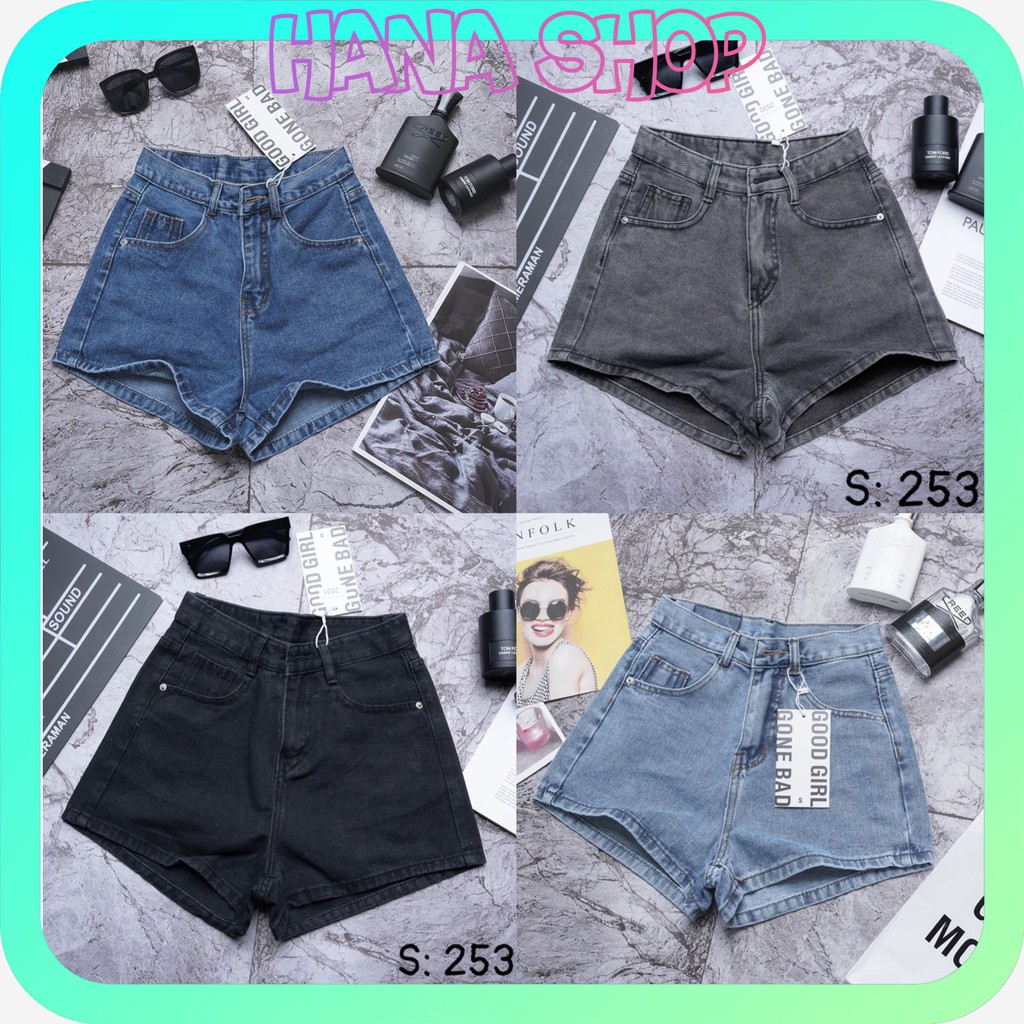 Quần Short Jean Cuốn Lai, Quần Sooc Nữ Trơn 3 Màu