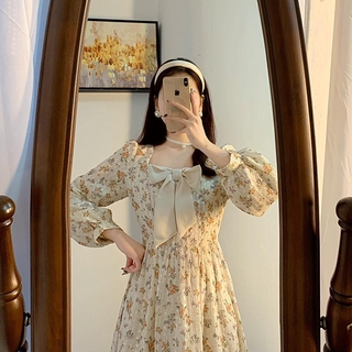 Đầm Voan Dài Tay In Họa Tiết Hoa Thanh Lịch Dành Cho Nữ