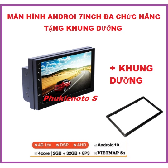 Màn Hình Android 7inch lắp chung cho nhiều dòng ô tô,đầu dvd androi oto lắp sim 4G ram2G-rom32G.Phụ kiện xe hơi.
