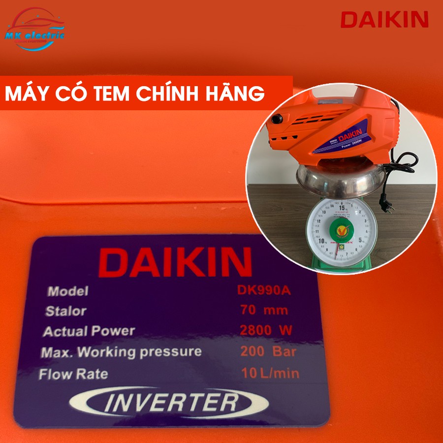 [ BH 24 THÁNG ] Máy rửa xe mini I Máy rửa xe cao áp DAIKIN 2800W DK990A - Có áp chống giật + Chống cháy